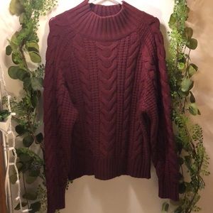 maroon oversized knit sweater